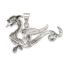Sophia Jewelers Men's Sterling Silver 925 Antiqued Dragon Charm Pendant