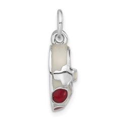 Sterling Silver 3D Red Accented Shoe Charm for Women