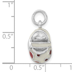 Sterling Silver 3D Red Accented Shoe Charm for Women