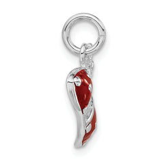 Sterling Silver 925 Rhodium Enameled Bikini Charm Elegant Red Accent