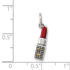 Sterling Silver 925 Lipstick Charm with Antiqued Enamel and Marcasite