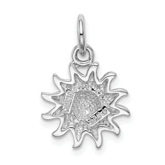 Sterling Silver Rhodium-Plated Sun Charm Pendant Elegant and Solid