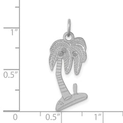 Sterling Silver 925 Palm Tree Charm with Rhodium Polish Elegant Theme