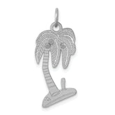 Sterling Silver Rhodium-plated Palm Tree Polished Charm