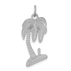 Sterling Silver Rhodium-plated Palm Tree Polished Charm