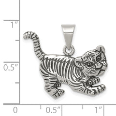 Sophia Jewelers 925 Sterling Silver Antiqued Tiger Charm Pendant