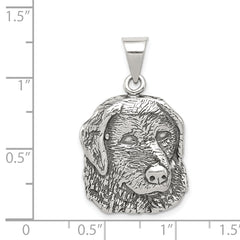 925 Sterling Silver Men's Antiqued Dog Charm Solid Casted Vintage Style