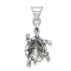 Sterling Silver 925 Turtle Charm with Antiqued Finish Solid Themed Pendant