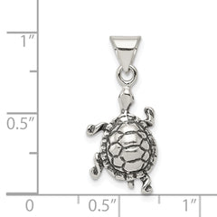 Sterling Silver 925 Turtle Charm with Antiqued Finish Solid Themed Pendant