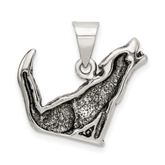 Sophia Jewelers Men's 925 Sterling Silver Antiqued Wolf Pendant