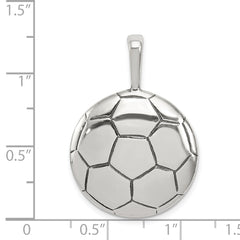 Sterling Silver 925 Men's Soccer Ball Pendant Polished Antique
