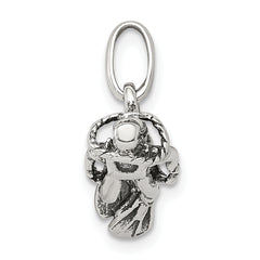 Sterling Silver 925 Antiqued Scuba Diver Charm with 3D Solid Design