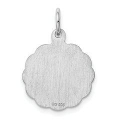 Sophia Jewelers Sterling Silver C Charm with Brocaded Rhodium-Plated Detailing