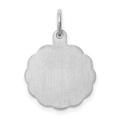 Sterling Silver Letter F Pendant with Rhodium Brocade Detailing