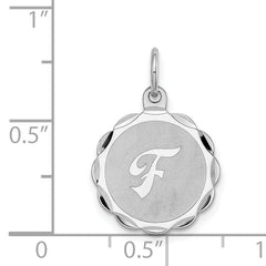 Sterling Silver Letter F Pendant with Rhodium Brocade Detailing