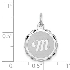 Sophia Jewelers Sterling Silver Rhodium-Plated Letter M Pendant Elegant Charm
