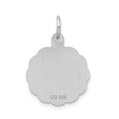 Sterling Silver/Rhodium-plated Brocaded Letter P Initial Pendant