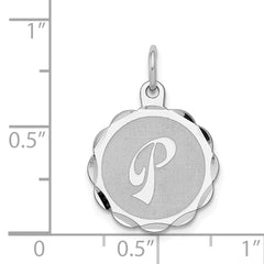 Sterling Silver/Rhodium-plated Brocaded Letter P Initial Pendant