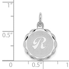 Sophia Jewelers Sterling Silver Initial R Pendant in Rhodium-Plated Brocade