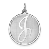 Sterling Silver Rhodium-plated Brocaded Letter J Initial Charm