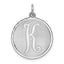 Sterling Silver Rhodium-plated Brocaded Letter K Initial Charm