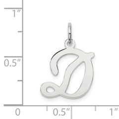 Sterling Silver Rhodium-Plated Initial D Charm with Elegant Design