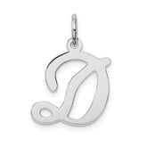 Sterling Silver Rhodium-plated Stamped Letter D Initial Charm