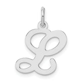 Sterling Silver Rhodium-plated Stamped Letter L Initial Charm