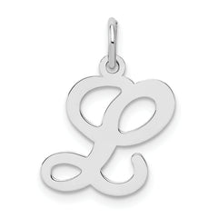Sterling Silver Rhodium-plated Stamped Letter L Initial Charm