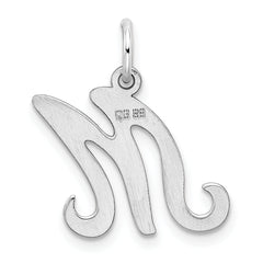 Sterling Silver Rhodium-Plated Letter M Charm Elegant Jewelry