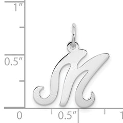 Sterling Silver Rhodium-Plated Letter M Charm Elegant Jewelry