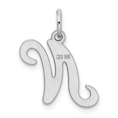 Sophia Jewelers 925 Sterling Silver Rhodium-Plated Letter N Charm: Elegant Themed Design