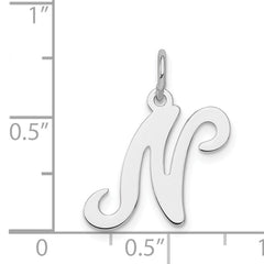 Sophia Jewelers 925 Sterling Silver Rhodium-Plated Letter N Charm: Elegant Themed Design
