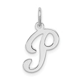 Sterling Silver Rhodium-plated Stamped Letter P Initial Charm