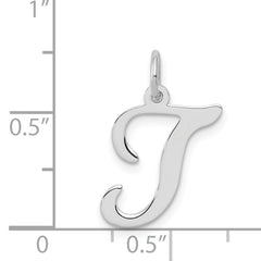 Sterling Silver 925 Rhodium-Plated Initial T Charm for Elegant Personalization