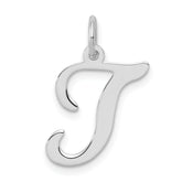 Sterling Silver Rhodium-plated Stamped Letter T Initial Charm