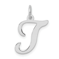 Sterling Silver Rhodium-plated Stamped Letter T Initial Charm