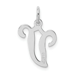 Sophia Jewelers Sterling Silver Rhodium-Plated Initial V Charm Elegant Design