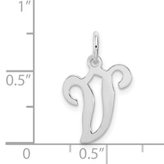Sophia Jewelers Sterling Silver Rhodium-Plated Initial V Charm Elegant Design