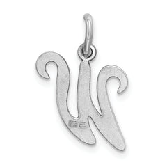 Sterling Silver 925 Initial W Charm with Rhodium Plating Elegant