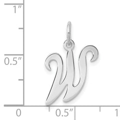 Sterling Silver 925 Initial W Charm with Rhodium Plating Elegant