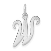 Sterling Silver Rhodium-plated Stamped Letter W Initial Charm
