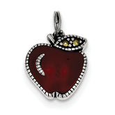 Sterling Silver Enameled Red Apple Charm