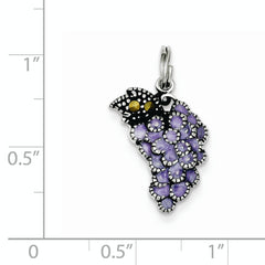 Sterling Silver Enamel Grape Charm with Marcasite Accents