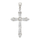 Sterling Silver Rhodium-plated CZ Cross Pendant