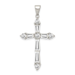 Sterling Silver Rhodium-plated CZ Cross Pendant
