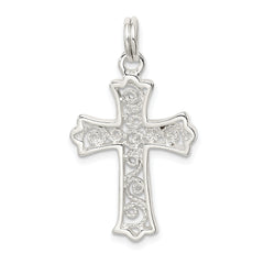 Sophia Jewelers Sterling Silver Filigree Cross Charm with Polished Rhodium Finish