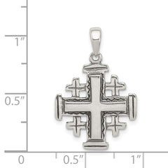 Sterling Silver 925 Jerusalem Crusader Pendant with Polished Antique Design