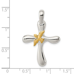 Sophia Jewelers Sterling Silver Polished Dove Cross Pendant Elegant Themed Design