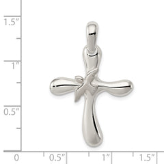 Polished Sterling Silver Dove Cross Pendant with Anti-Tarnish Finish